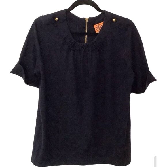 TORY BURCH 100% Navy Merino Wool Sweater  L - Picture 1 of 4
